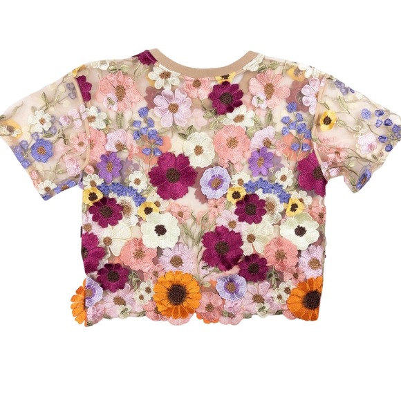 Anthropologie Dolan Blouse Womens Medium Multicolor Floral Embroidered Boho Top - Picture 2 of 6